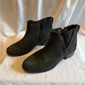 Vionic Black Suede Ankle Booties with Side Zip